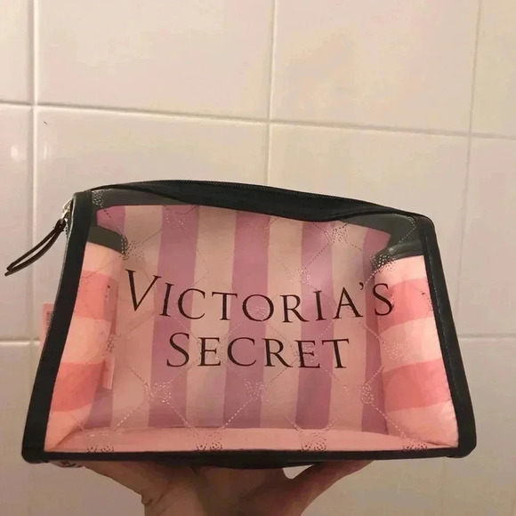 NWT Victoria’s Secret Clear Stripe Cosmetics Bag - Picture 1 of 6